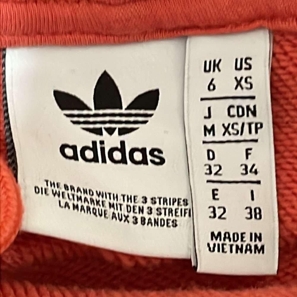 Adidas Orange Cropped Hooded Sweatshirt. Very Good Condition. Size XS. - Picture 8 of 8